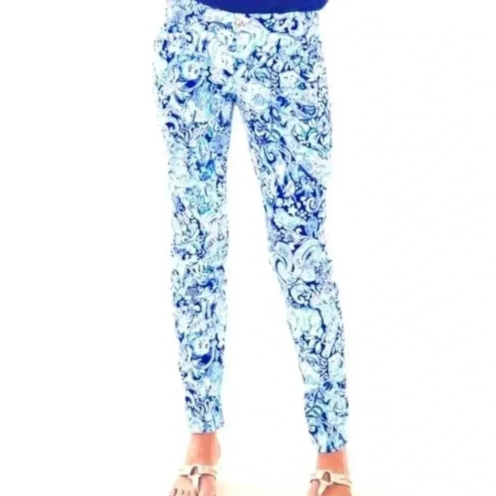 Lilly Pulitzer Kelly Skinny Ankle Pants in Royal Purple 60 Animals